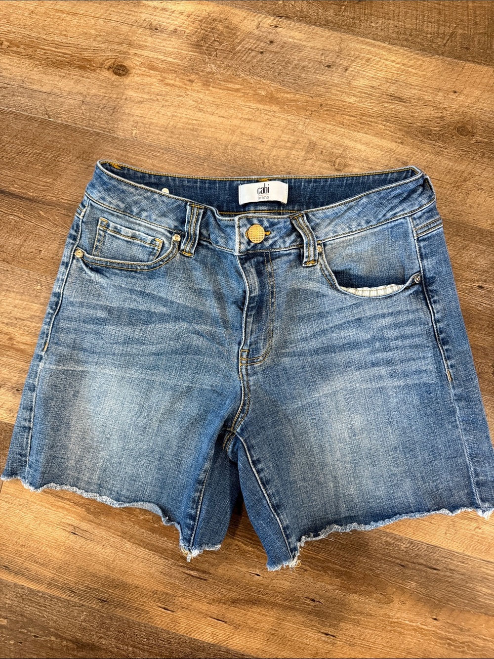 CAbi A Line Denim Jean Shorts in Blue